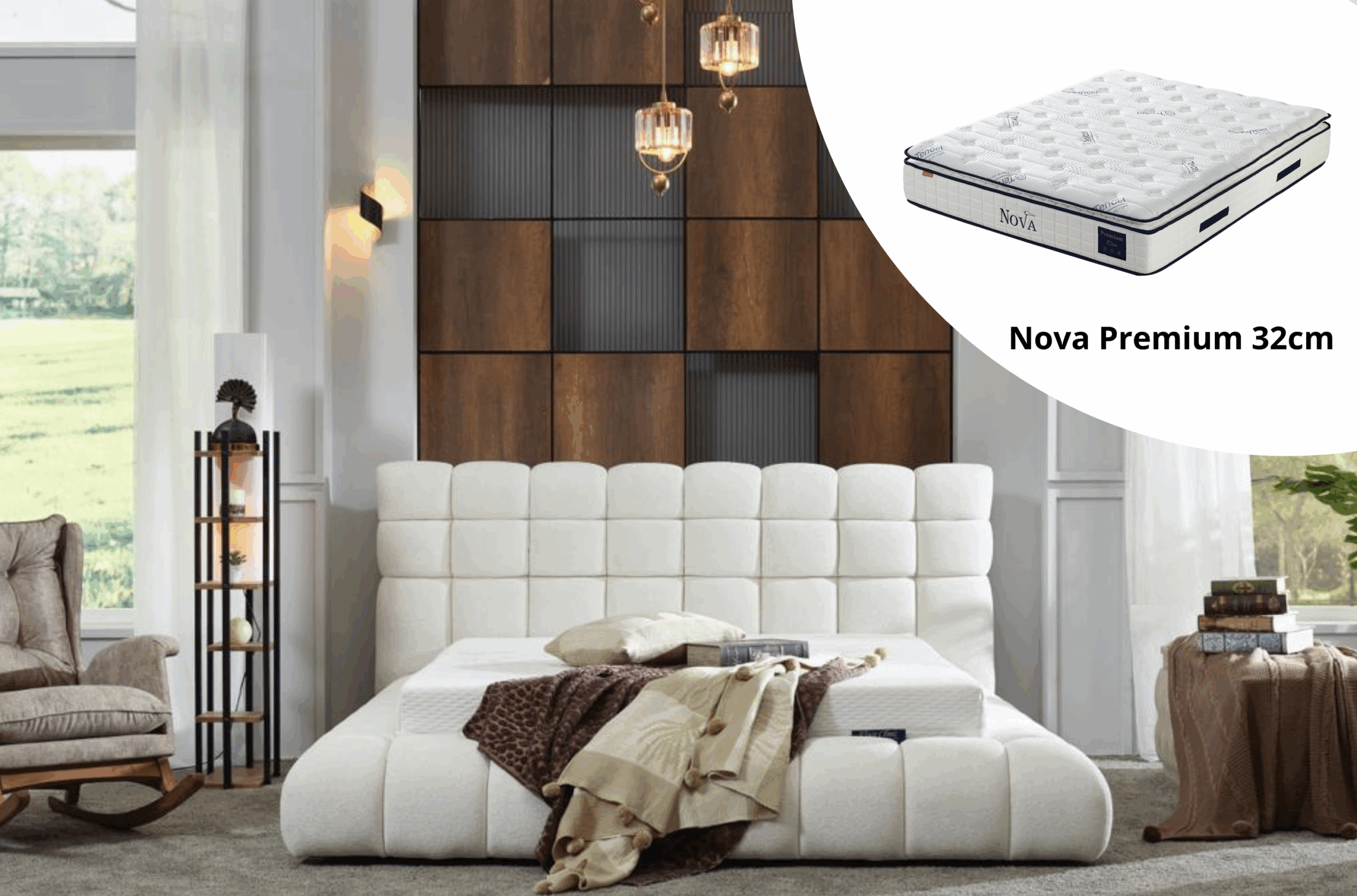 Pack complet Lit coffre Bottom + Matelas Nova Premium 32cm