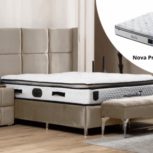 Pack complet Lit coffre Rio Beige + Matelas Nova Premium 32cm