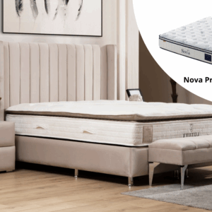 Pack complet Lit coffre Tokyo Beige + Matelas Nova Premium 32cm