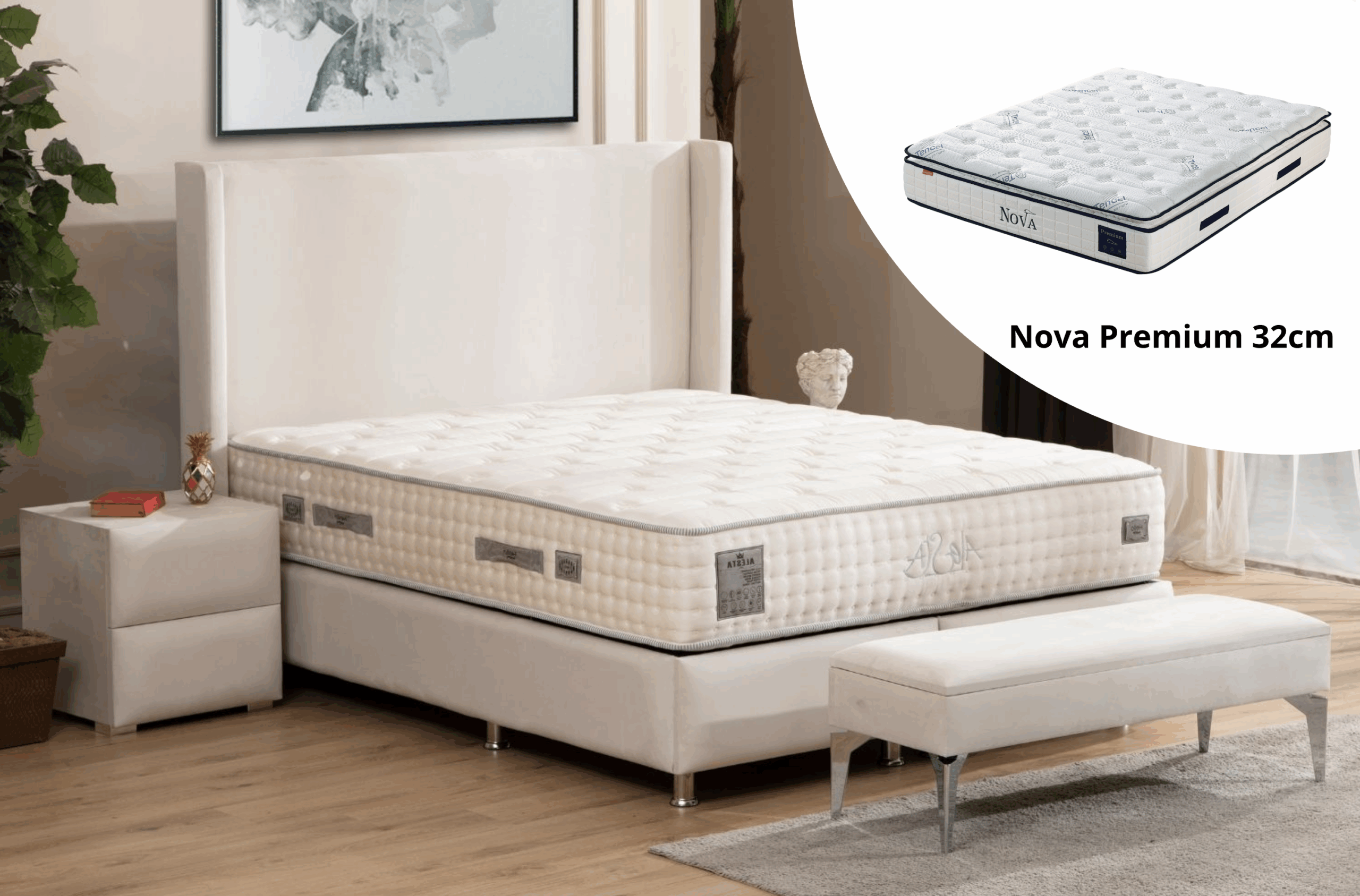 Pack complet Lit coffre Coco + Matelas Nova Premium 32cm