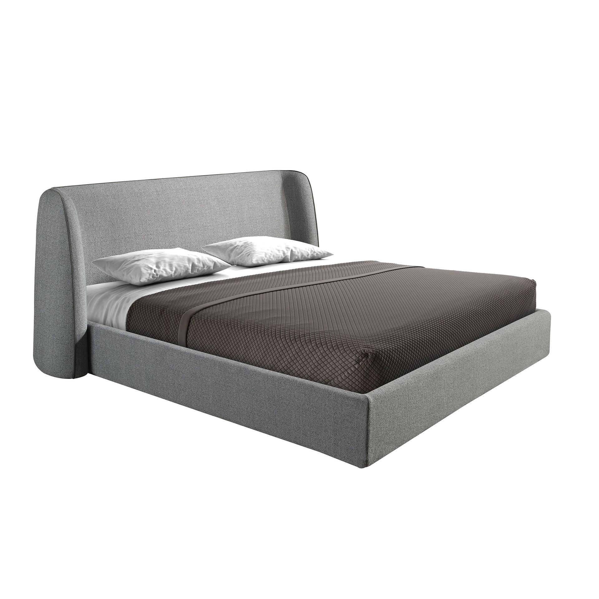 LIT EN TISSU GRIS FONCÉ