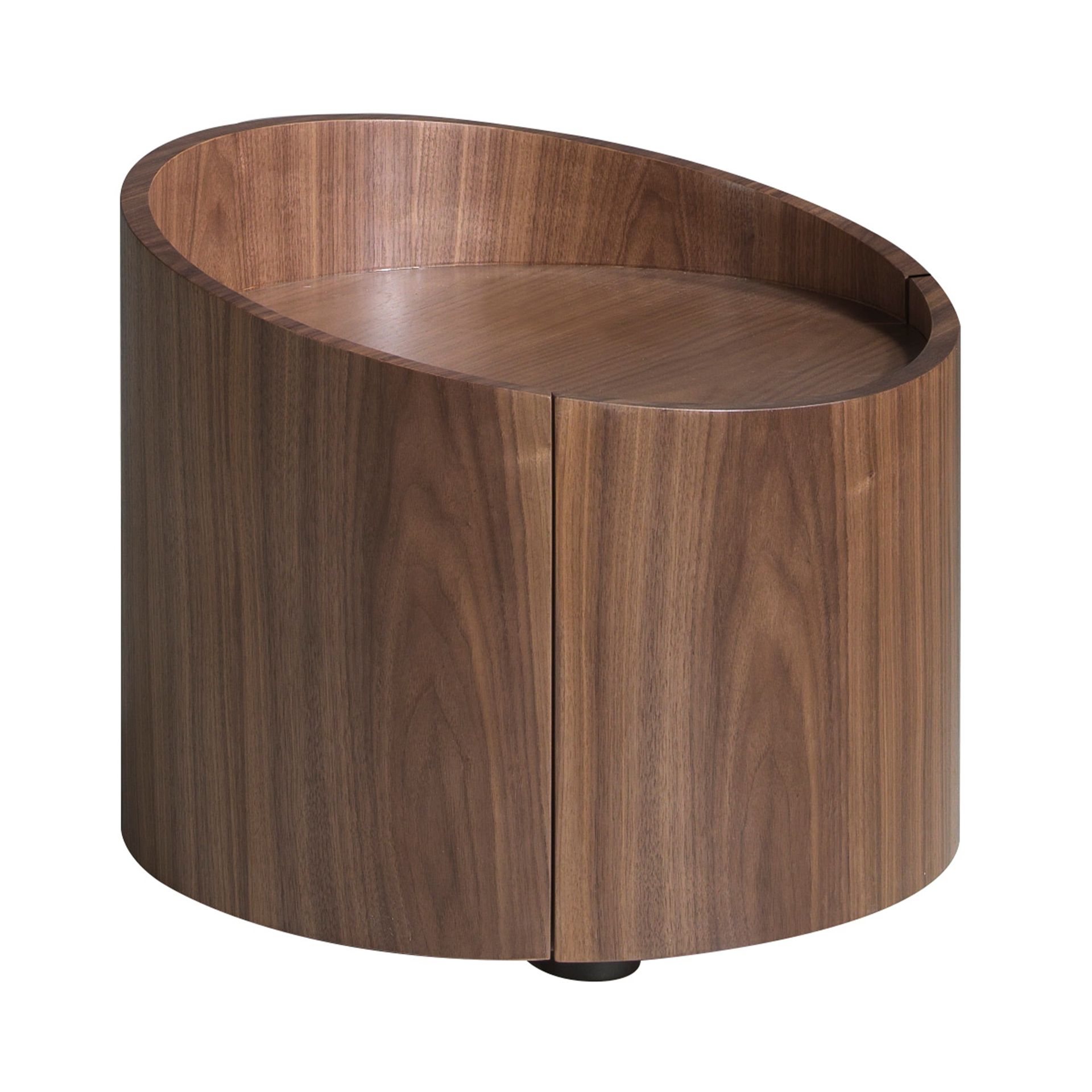 TABLE DE CHEVET EN NOYER ET ACIER NOIR