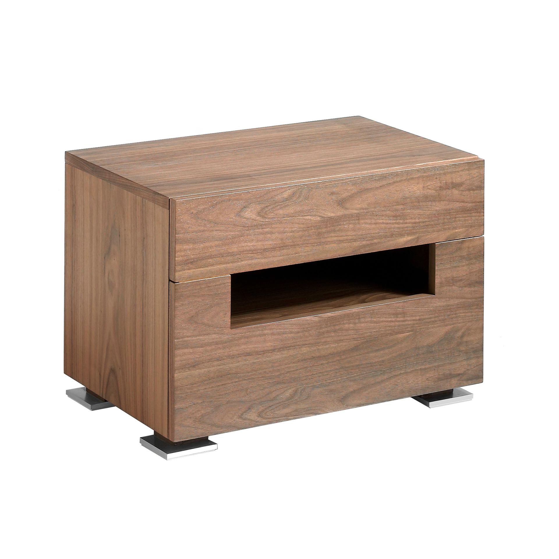 TABLE DE CHEVET EN PVC VERT FONCÉ ET NOYER