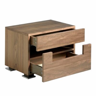 TABLE DE CHEVET EN PVC VERT FONCÉ ET NOYER – Image 2