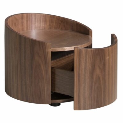 TABLE DE CHEVET EN NOYER ET ACIER NOIR – Image 2