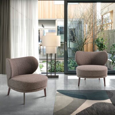 Fauteuil en tissu marron – Image 2