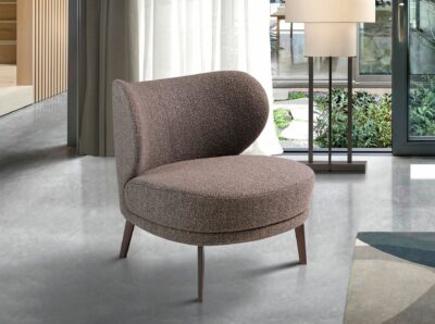 Fauteuil en tissu marron – Image 3