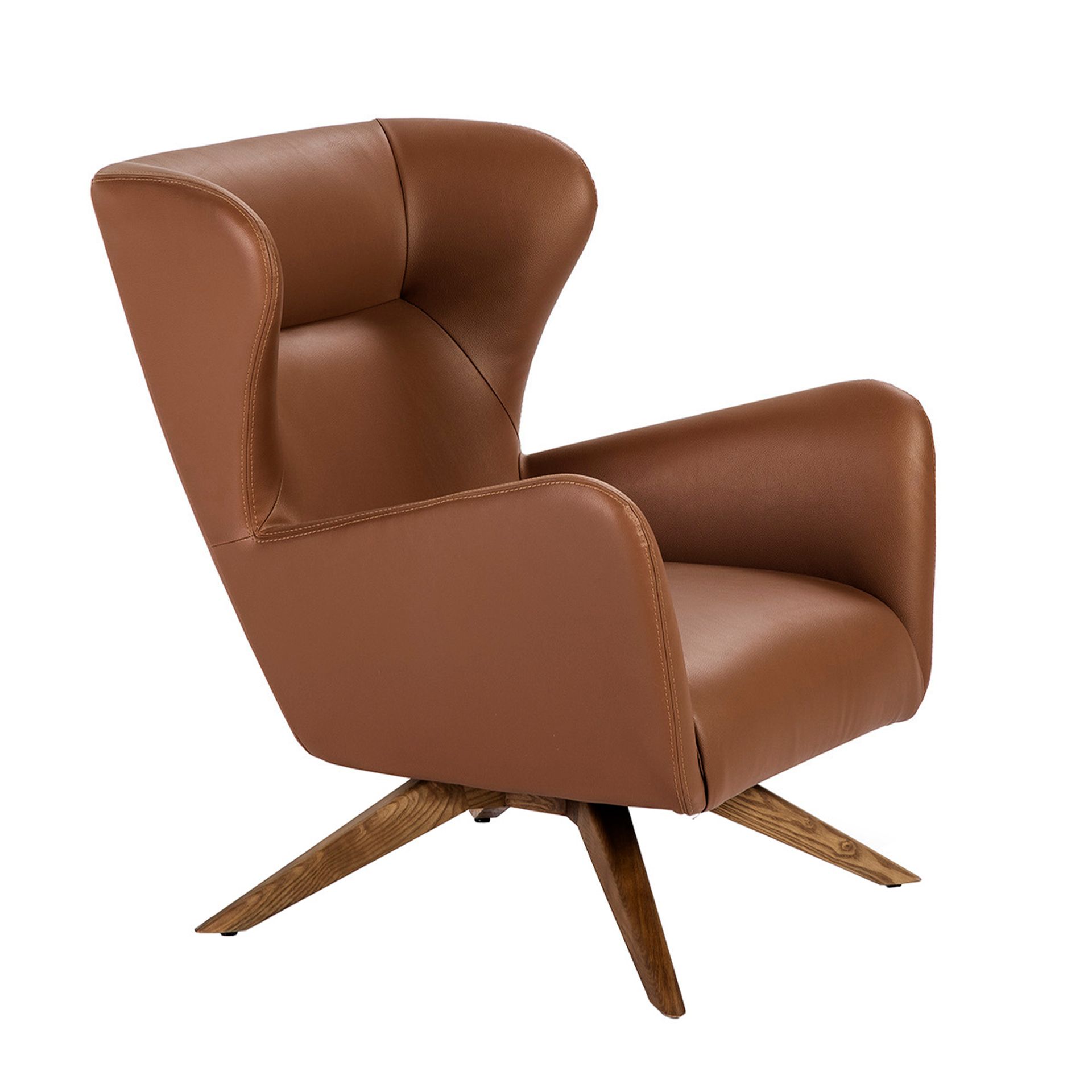 Fauteuil pivotant en similicuir marron