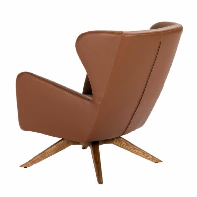 Fauteuil pivotant en similicuir marron – Image 2