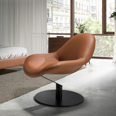 Fauteuil en similicuir marron – Image 2