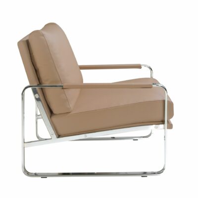 Fauteuil en similicuir taupe – Image 3