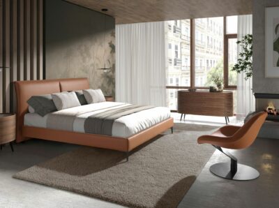 Fauteuil en similicuir marron – Image 3