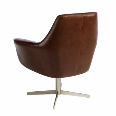 Fauteuil pivotant en cuir brun cognac – Image 2