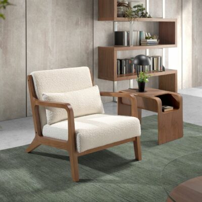 Fauteuil en tissu blanc – Image 4