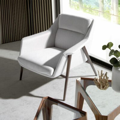 Fauteuil en tissu blanc – Image 2
