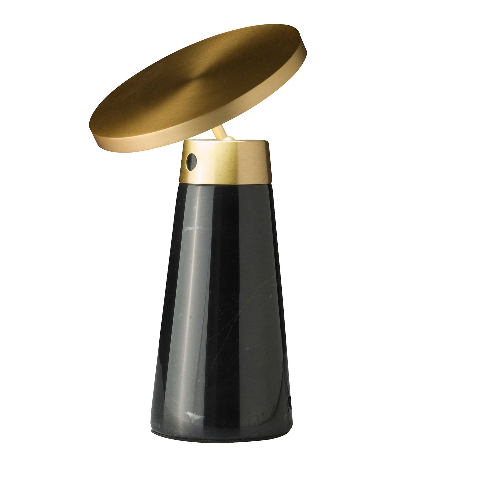 Lampe de bureau en marbre noir et acier doré