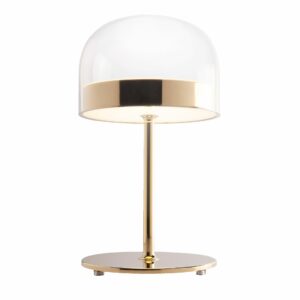 Lampe de chevet en acier et verre transparent