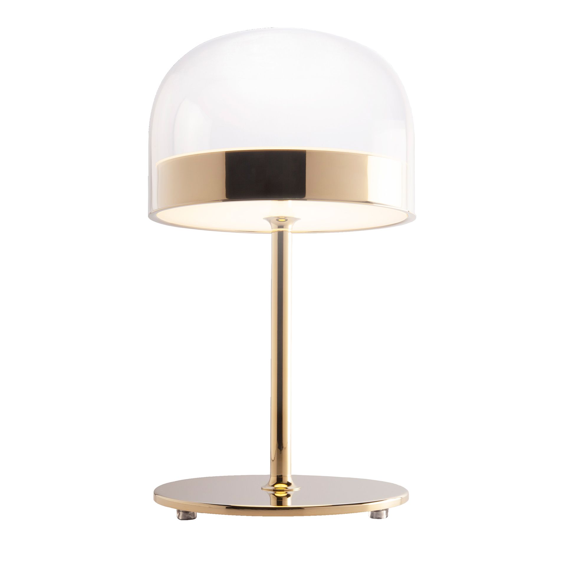 Lampe de chevet en acier et verre transparent