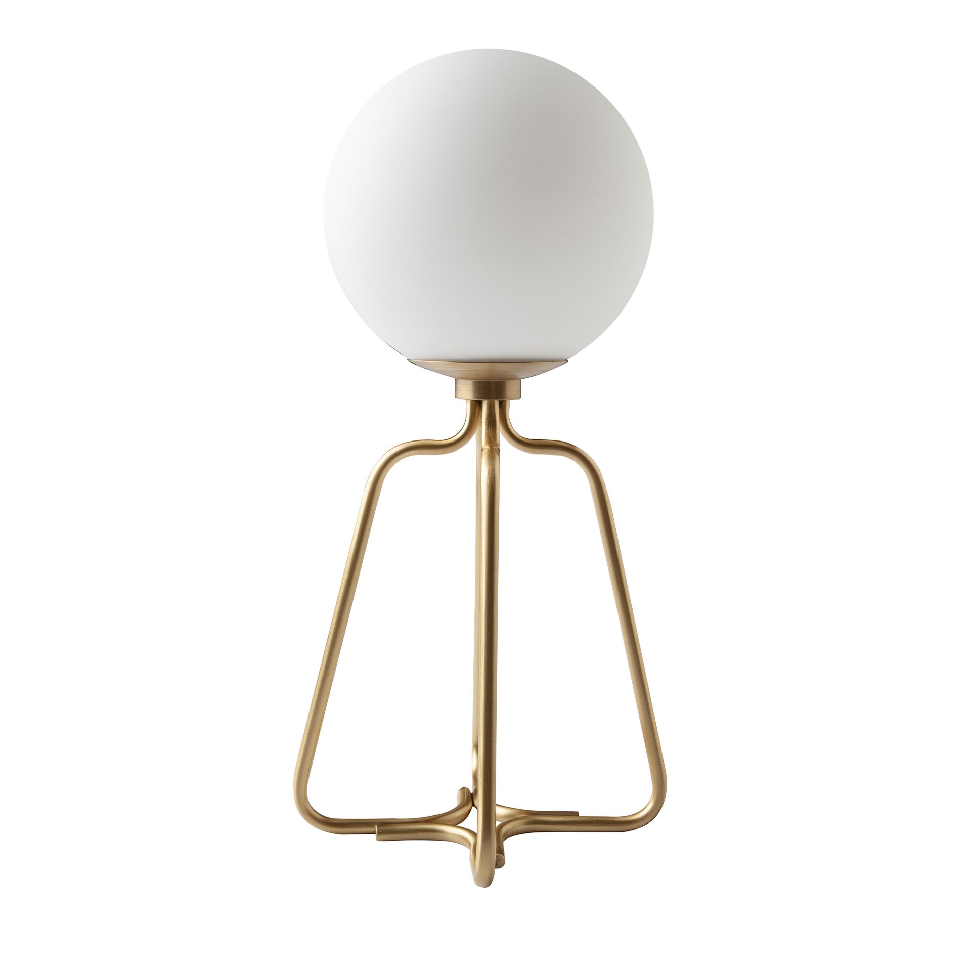 Lampe de bureau acier doré et verre blanc