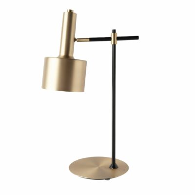 Lampe de bureau en aluminium doré et acier noir