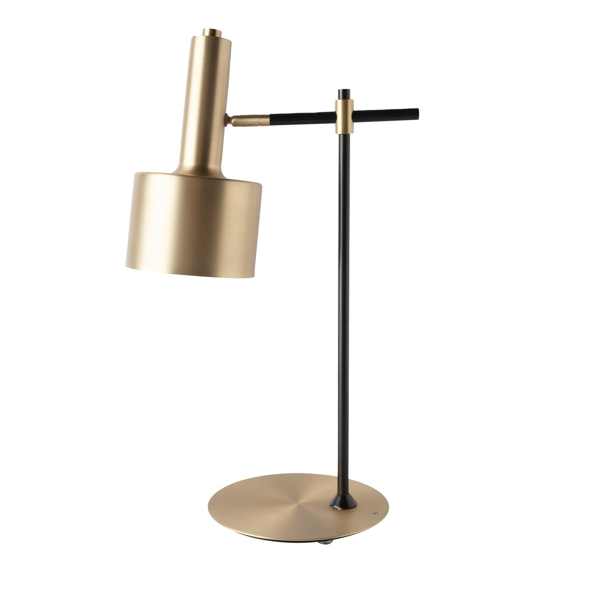 Lampe de bureau en aluminium doré et acier noir