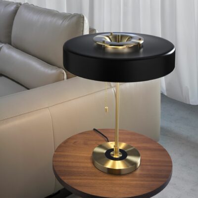 Lampe de bureau en aluminium doré et aluminium noir – Image 2