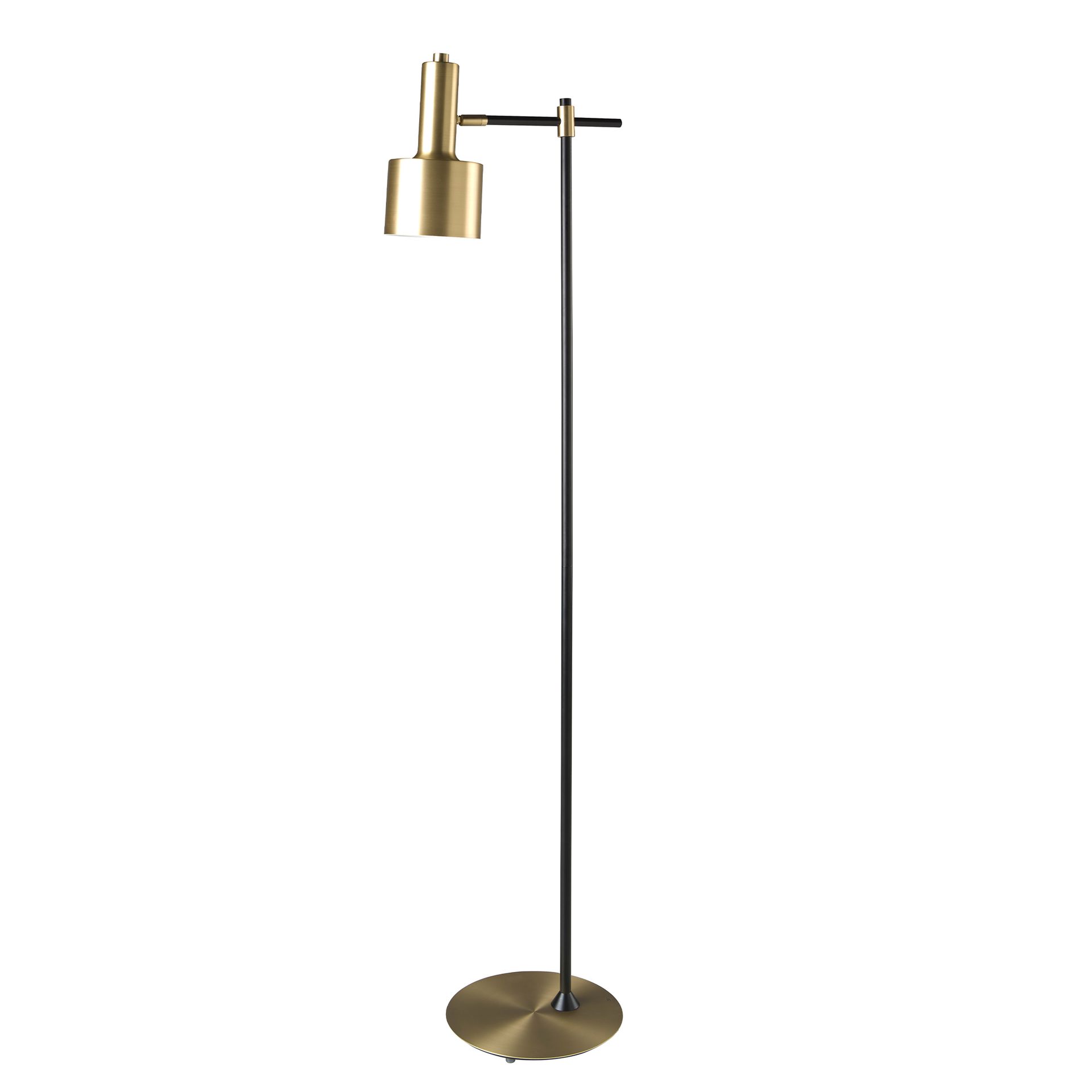 Lampadaire aluminium doré et acier noir