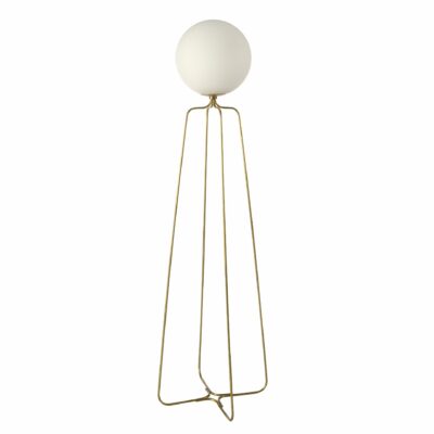 Lampadaire acier doré et verre blanc