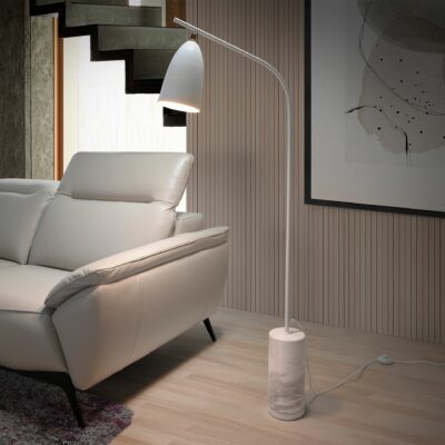 Lampadaire en marbre et acier blanc – Image 3