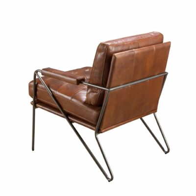 Fauteuil en cuir marron cognac – Image 2
