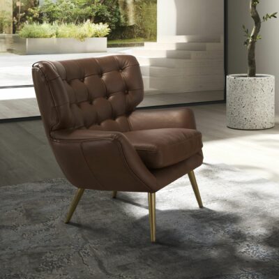 Fauteuil Chester cuir marron foncé – Image 2