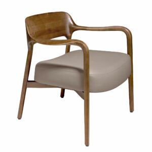 Fauteuil en similicuir noyer et vison