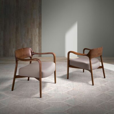 Fauteuil en similicuir noyer et vison – Image 3