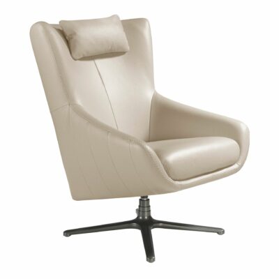 Fauteuil pivotant en cuir gris taupe