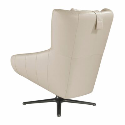 Fauteuil pivotant en cuir gris taupe – Image 2